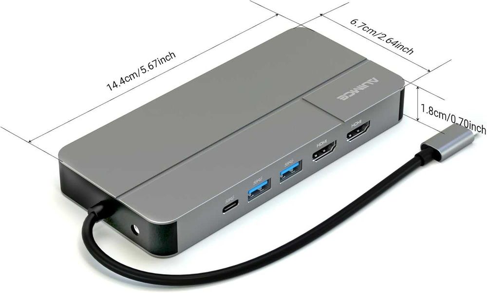 AUIMCE Докинг станция 2х HDMI и USB C порт, до 4K/60Hz, MacOS/Windows