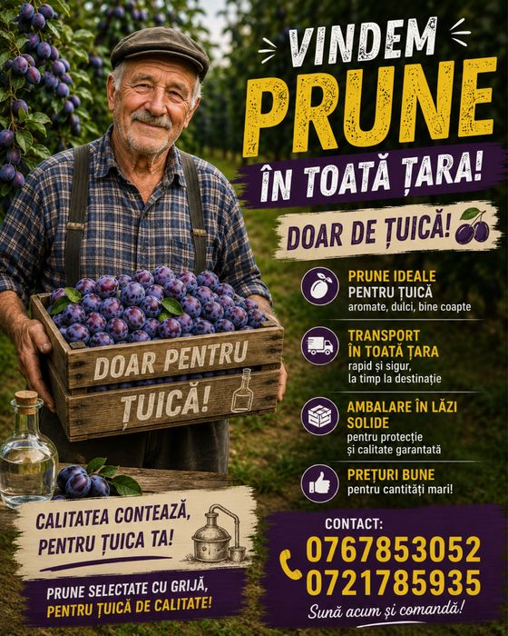 Oferim spre vanzare prune coapte ideale pentru tuică/pălincă