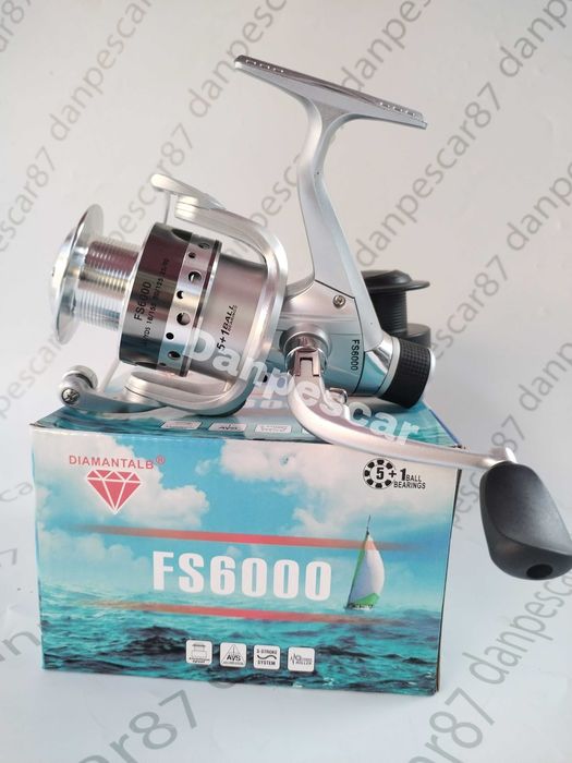 SET 4 Mulinete Crap DIAMANT FS6000 CU 6 rulmenti si TAMBUR METALIC