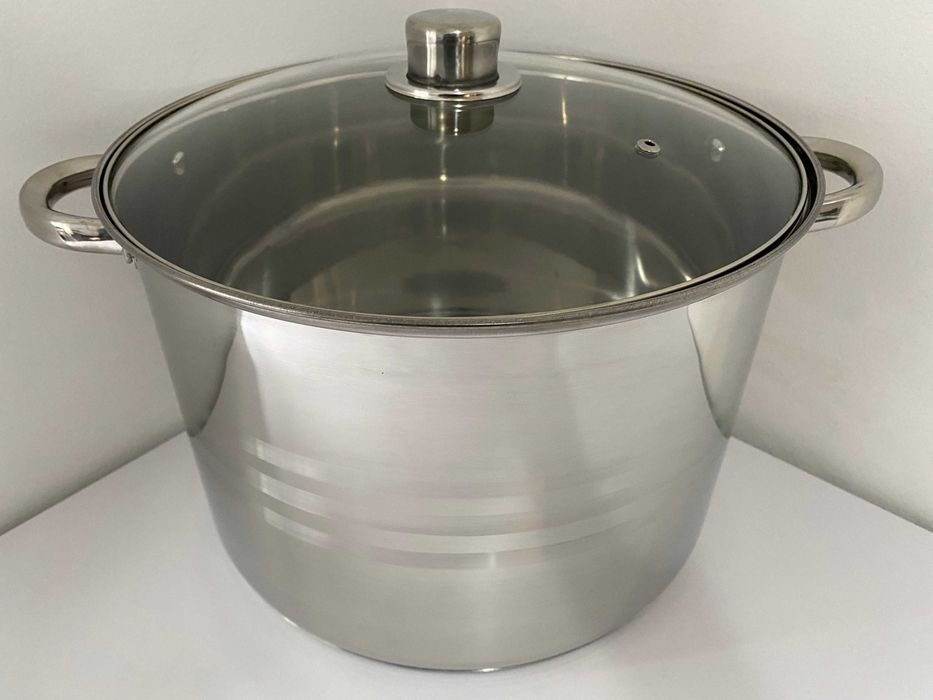 Oala inox 13.5 litri cu capac de sticla pentru gatit practic