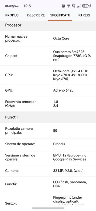 Telefon mobil Huawei Nova 9 128GB Dual SIM 8GB RAM Starry Blue