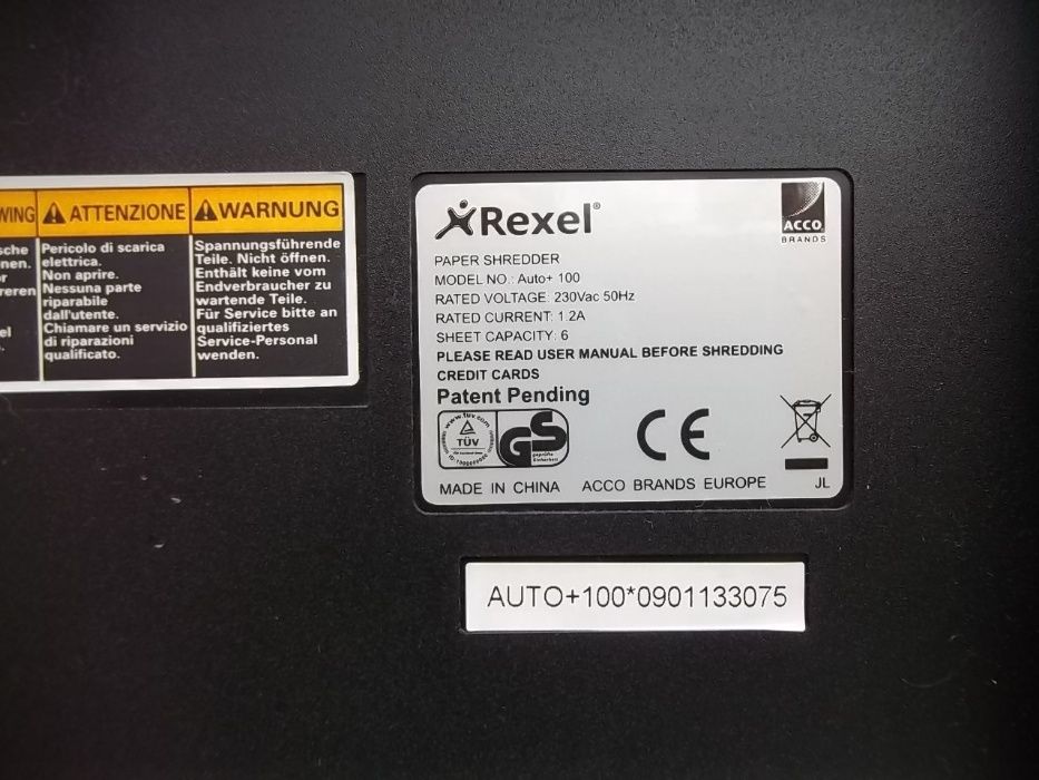 Шредер заунищожаване на документи REXEL AUTO + 100X за ремонтили части