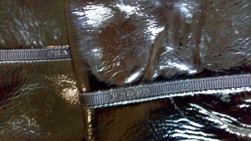 Ботуши Prada, размер 38.5, черни, 100% естествена кожа лак