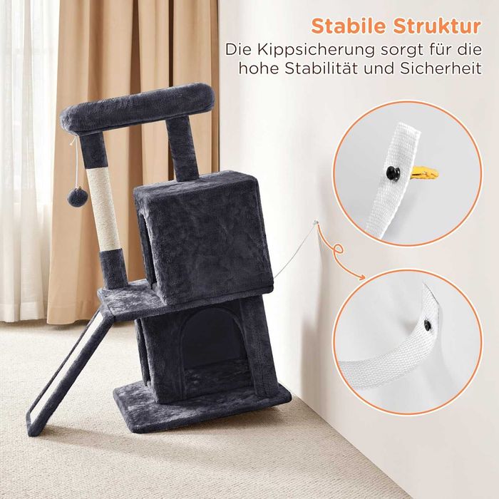 Ansamblu joaca pisici 91 cm cu 2 casute si sisal |S 592958 Dark Gray