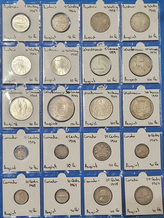 Monede din Argint România, Canada,America etc bani vechi