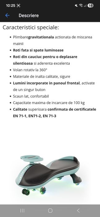 Mașinuța pentru copii gravitațional noua