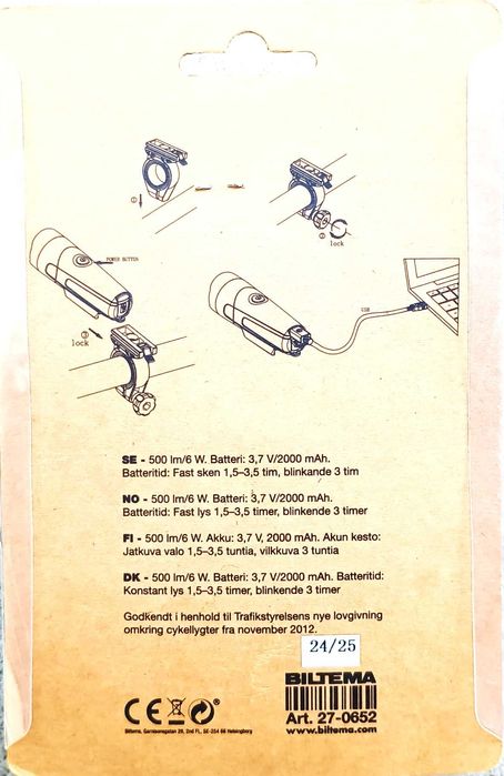 Lumina frontala (far) bicicleta Biltema Yosemite, USB