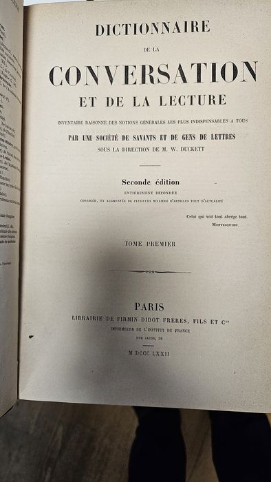 Vand Dictionnaire de la conversation et de la lecture, 16 volume, 1872