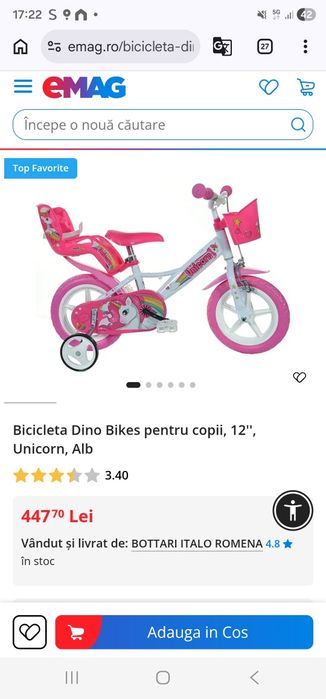 Bicicleta copii unicorn