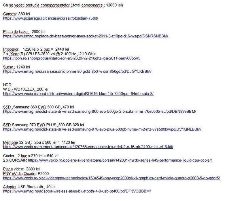 PC Corsair, Statie grafica I7,2 xXeon,Nvidia Quadro 5Gb, 32 Gb RAM ecc