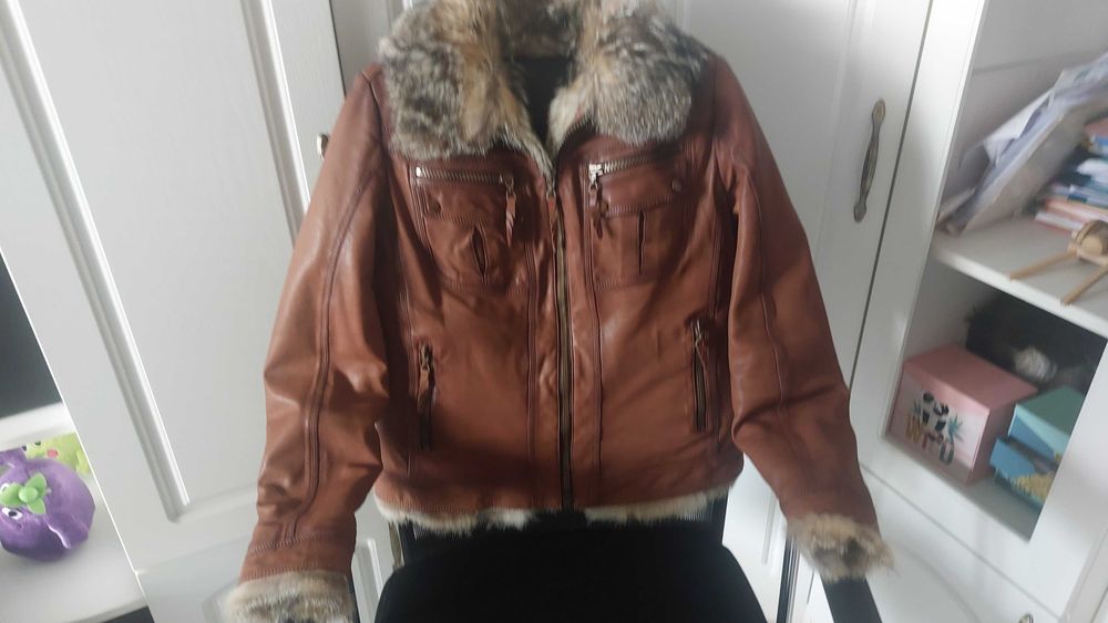 Кожено яке кафяво естествена кожа