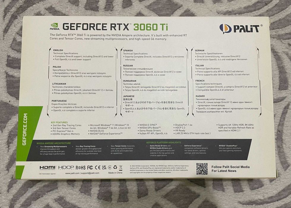 Видеокарта Palit GeForce RTX 3060 Ti 8GB