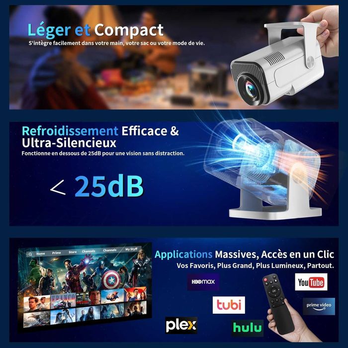 Смарт Проектор Nonete 4K/1080P - Android TV, WiFi 6, Bluetooth