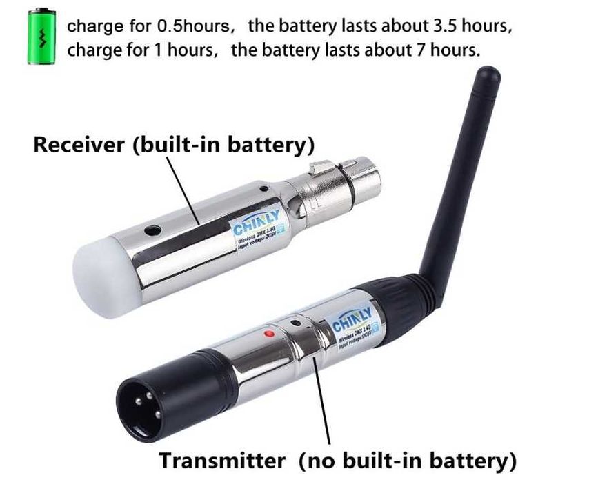 DMX wireless 512 Chinly 1 transmiter 5 recivere Controller pe baterie