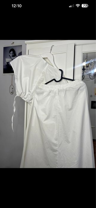 Set H&M fustă albă de vară maxi și top S