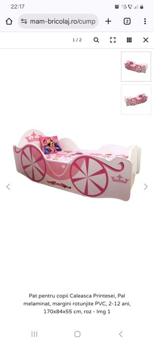 De vânzare pat model printesa 90×200 cu saltea noua