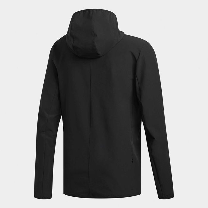 Adidas Jachetă de alergare hidrofugă cu glugă  M  Negru