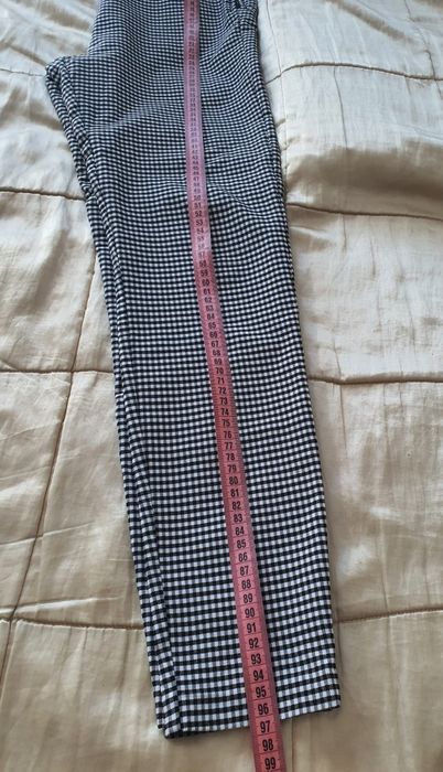 Pantaloni Zara skinny talie înaltă alb negru pepit pied de poule elastici M L