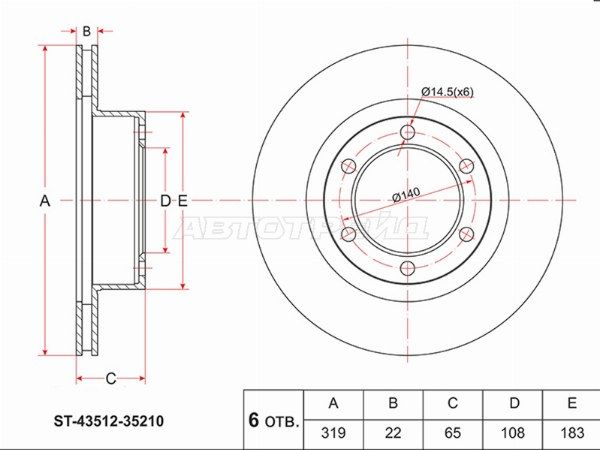 Диск тормозной передний Toyota 4runner