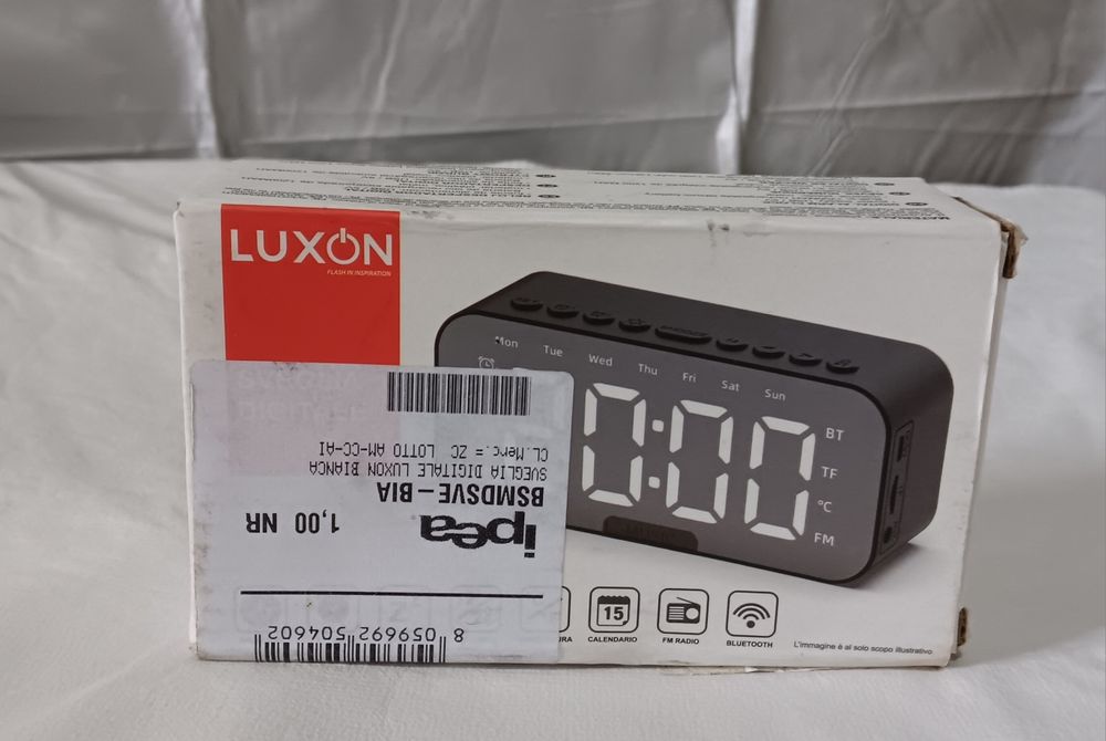 Ceas digital cu alarma, Bluetooth, 2 alarme, display temperatura, negr