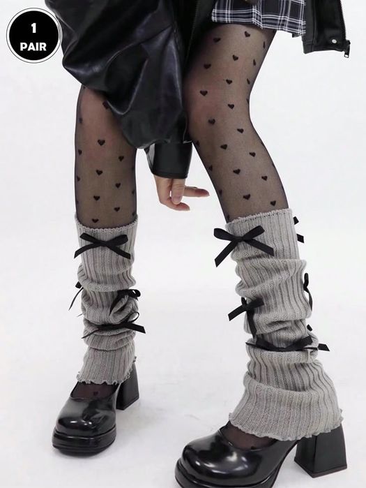 Серые гетры с бантиком