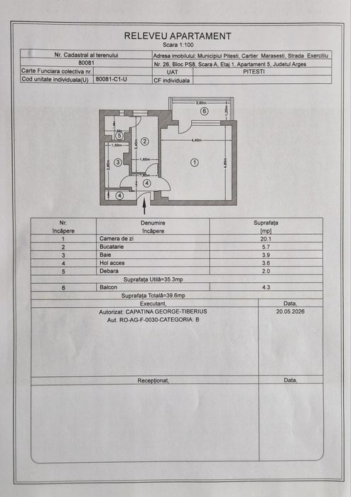 Garsonieră - 36 mp (suprafață utilă).