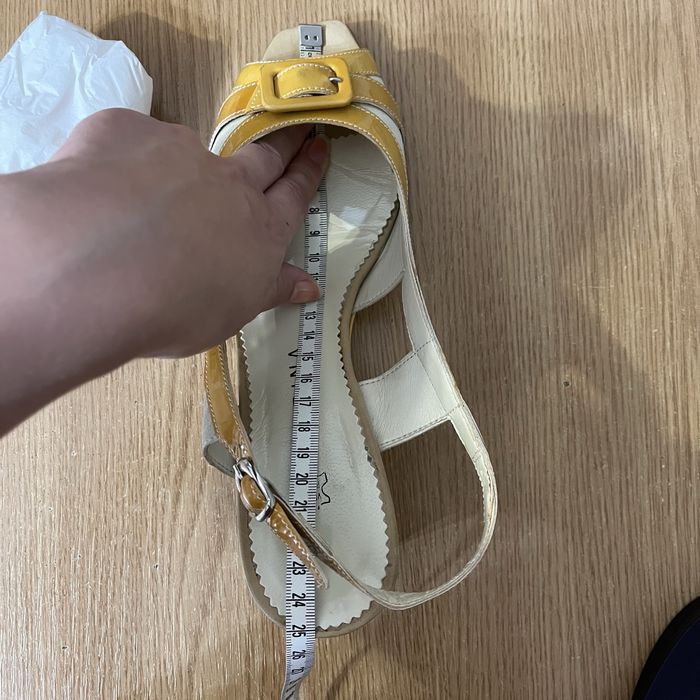 Sandale Slingback Marina Piele - Galben/Crem - Mărime 39 (Prezintă urme de uzură la interior)