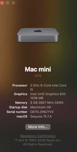 Apple Mac Mini 2018 i5 | 8GB RAM | 256GB SSD | Stare perfecta