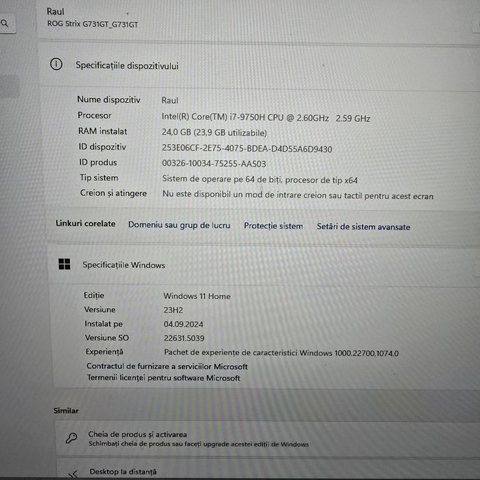 ASUS ROG Strix G731GT – i7-9750H – 24GB RAM – GTX 1650 – 17.3” Gaming