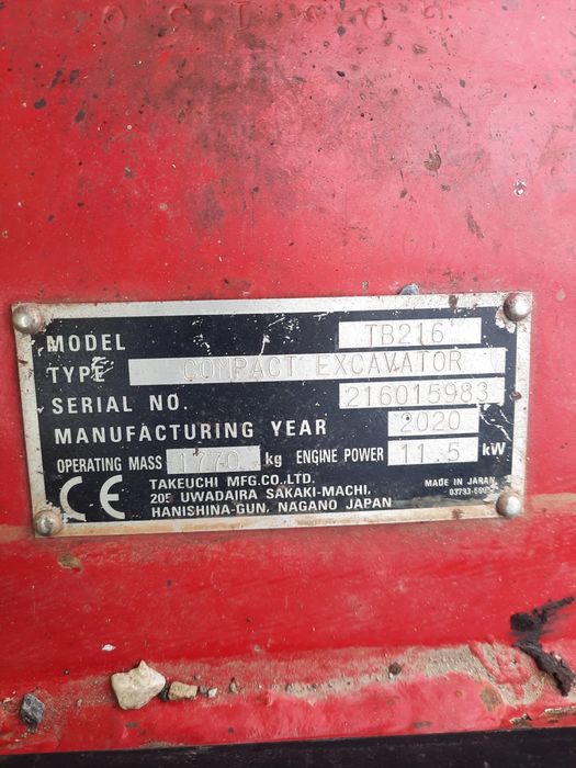 Mini Excavator Takeuchi Tb216 . 2020!!