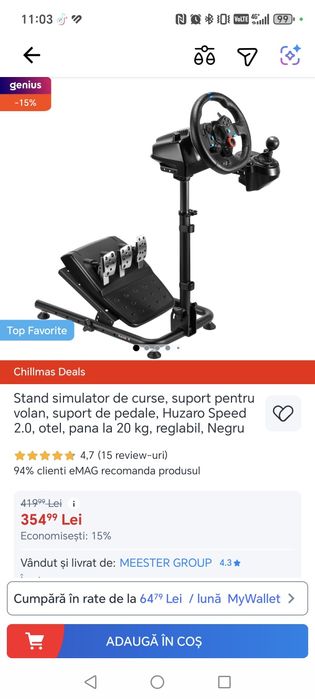 Volan Thrustmaster T80 RW Ferrari 488GTB pentru PlayStation 5 + suport