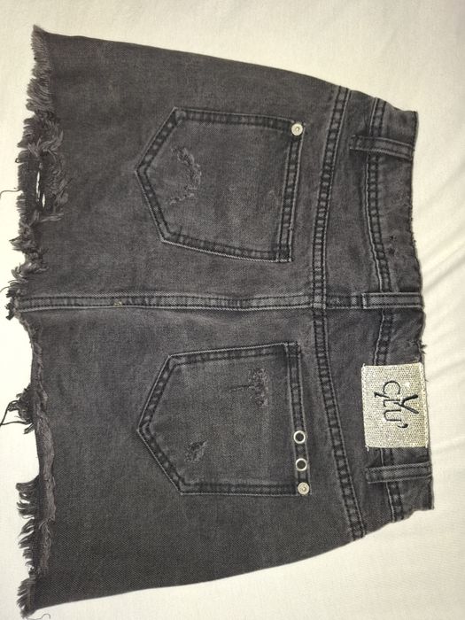 Fusta mini neagra de blug