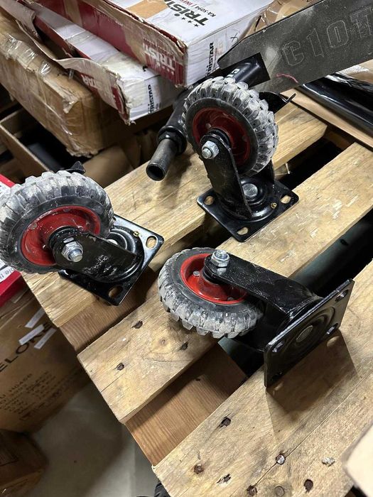 Set 3 roti industriale pivotantă de 150 mm, pentru sarcini grele, cu cauciuc plin, capacitate de încărcare de până la 150 kg/roata