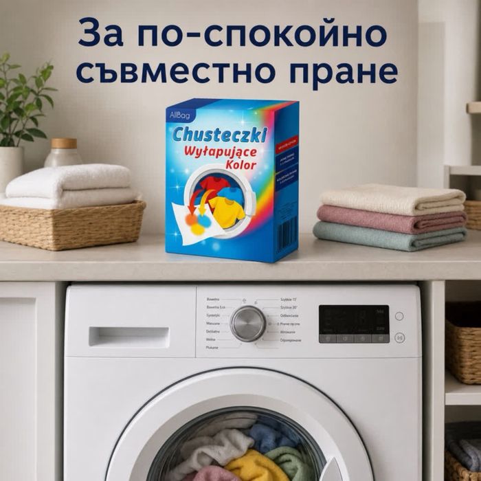 Цветоулавящи кърпички за пране – 15 броя, защита на цветовете при бяло и цветно пране