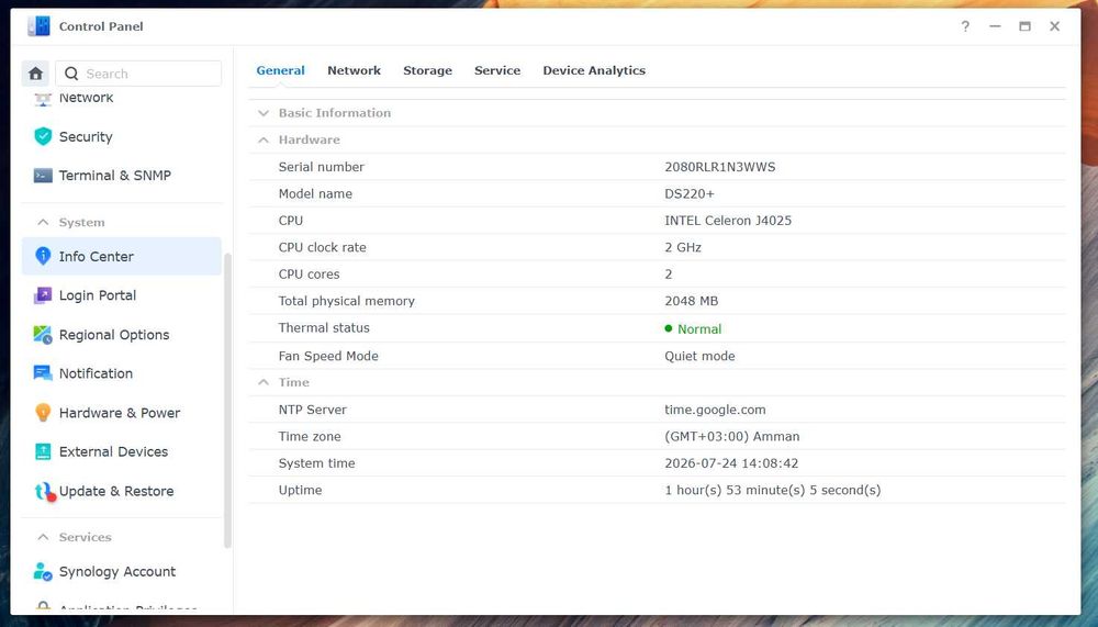 NAS Synology DS220+, Intel Celeron J4025 2GHz, 2-Bay cu 2TB, 2GB DDR4