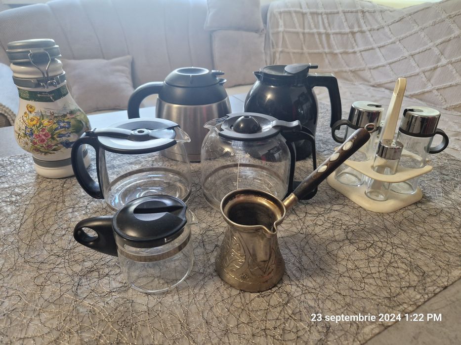Cani cafea de filtru din sticla, inox