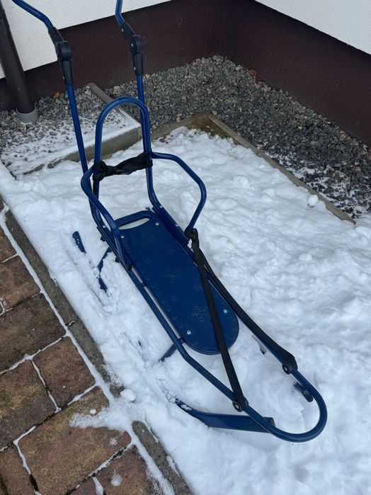 Sanie Piccolino cu Saculet albastru, Spatar si Maner, metal