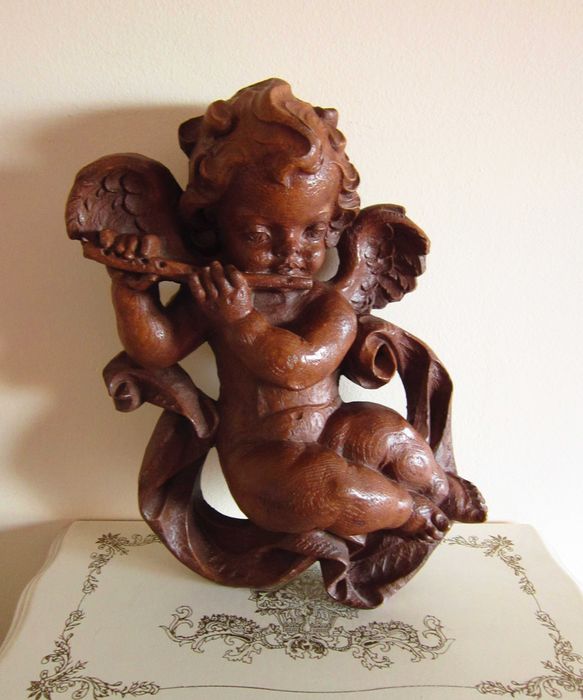 cadou rar Craciun  Inger mare sculptura lemn Germania 1950