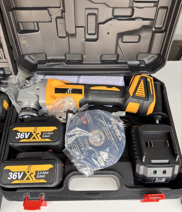 Flex polizor unghiular cu 2 acumulatori 36V 5 Ah cu trusa