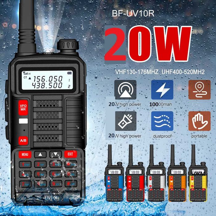 %Нова Baofeng 10R Plus 20W 8800mAh Радиостанция 128 канала LED фенерче