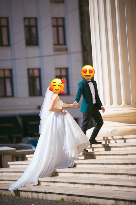 Rochie mireasa cu trena si voal - curatata profesional - Vera Sposa