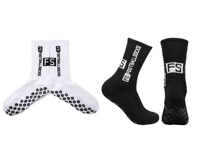 Set 2 Perechi Football Socks Alb si Negru