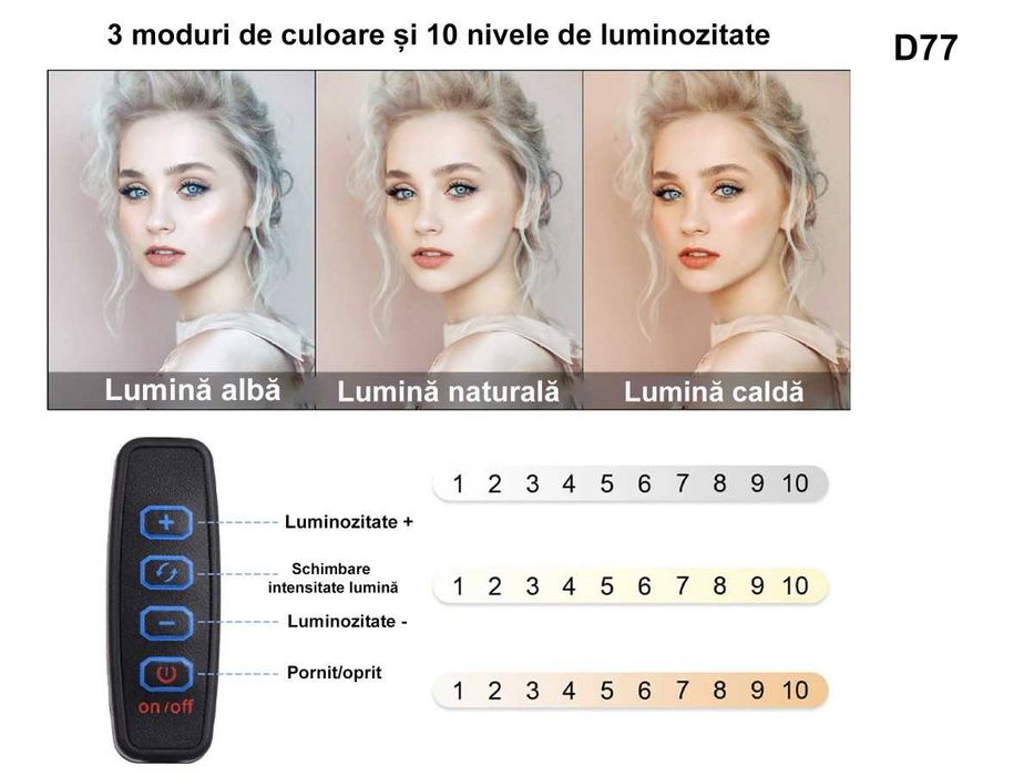 Ring Light LED 8 inchi Fotografie Lampa Circulara Ring Trepied 210cm