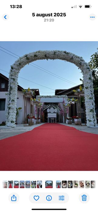 Vând arcada albă de intrare, covor roșu -10 m , arcada cerc