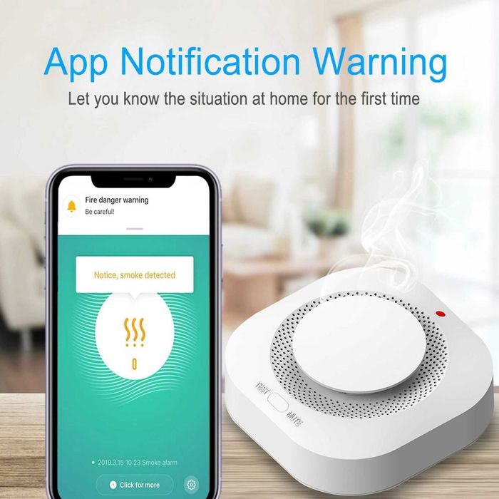 Senzor detector fum alarma incendiu smart home wifi tuya wireless