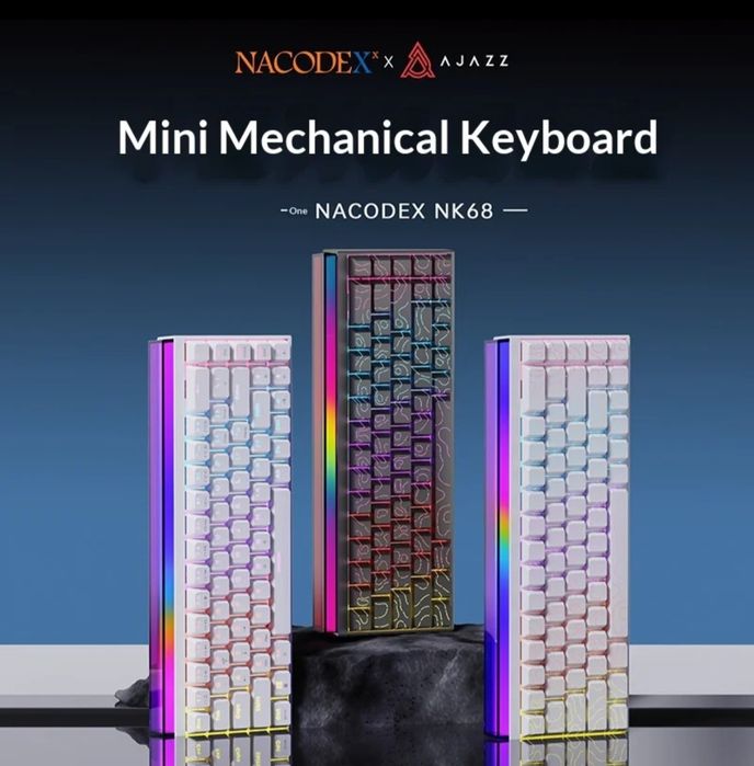 Мини Геймърска Механична Клавиатуpa Nacodex (Ajazz) NK68 - RGB Подсветка, 65% Компактен Дизайн