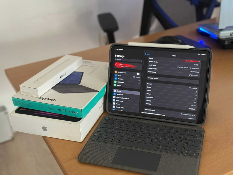 iPad Pro 11" (Gen 4) M2 + Tastatură Logitech + Apple Pencil [KIT CA NOU]
