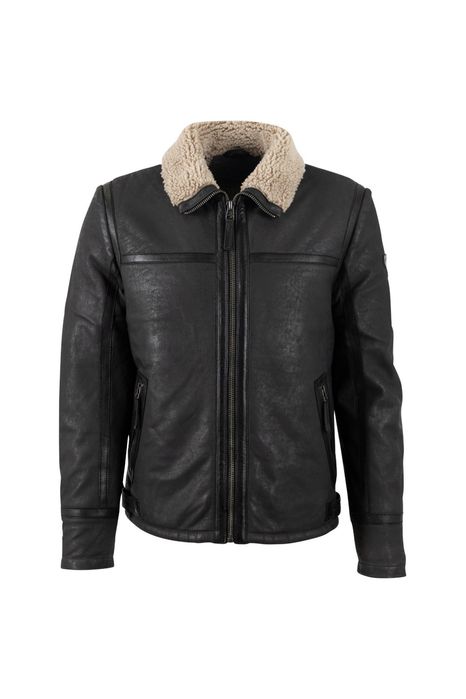 Geaca de Iarna Imblanita din Piele Barbati Mauritius Antracit MMAlasko