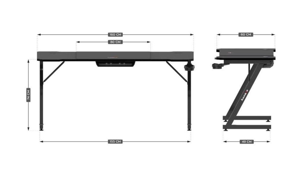 Birou Gaming Huzaro, Hero 4.8, 160 X 60 X 74 Cm, Mousepad inclus