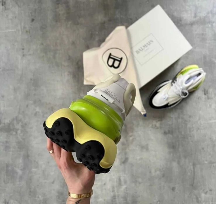Balmain Unicorn Low-Top Sneaker "White/Neon Green"